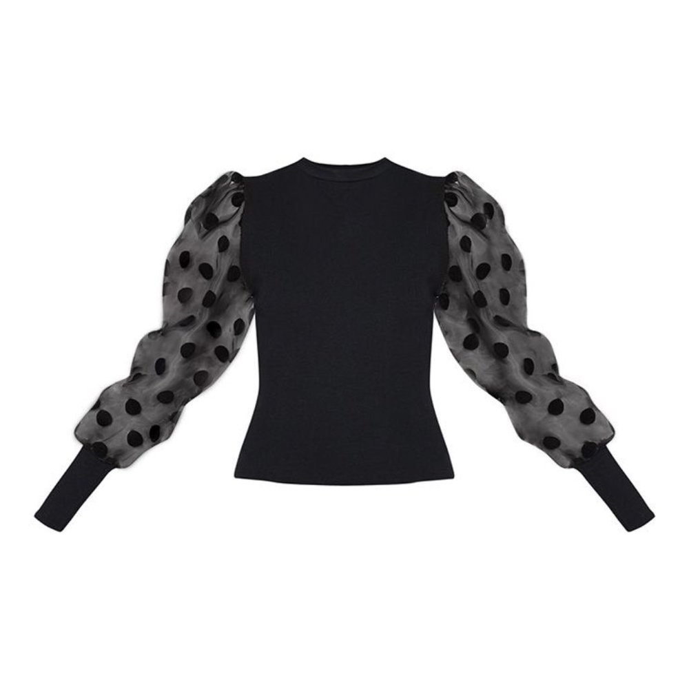 Black Polka Dot Organza Top - Picture 5 of 5